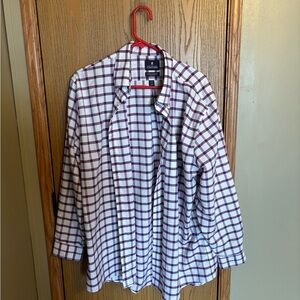 Stafford White and Purple Plaid Button-Down Shirt